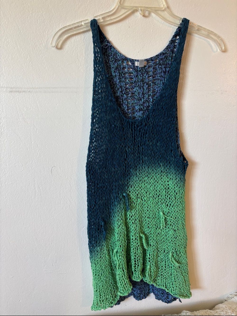 Ecote Open-Knit Ombre Tank in Teal and Aqua